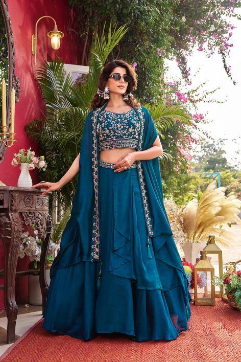 Ram 169 Vichitra Silk Blue Bridal lehengha choli in hydrabad